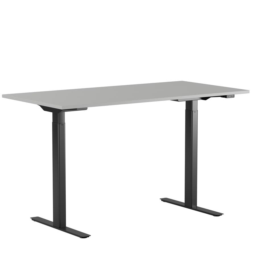 Höj- och sänkbart skrivbord 100x80 grå skiva svart stativ