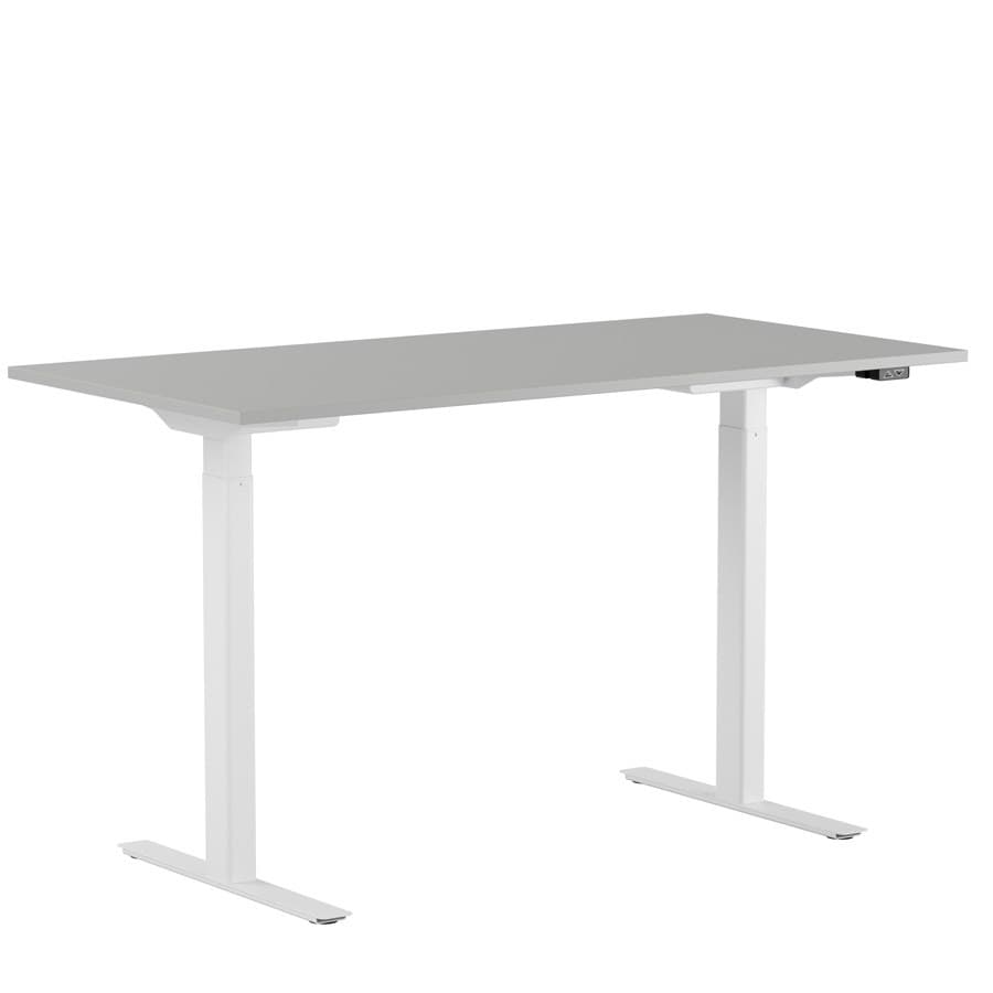 Höj- och sänkbart skrivbord 100x60 vit skiva vitt stativ